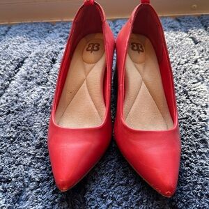 Betabrand Red Block Heel Pumps - 7.5